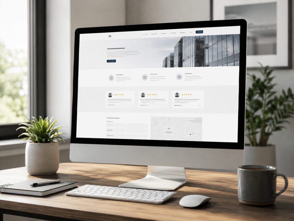 Professionelle Unternehmenswebsite mit Bewertungen als Vertrauenssignal