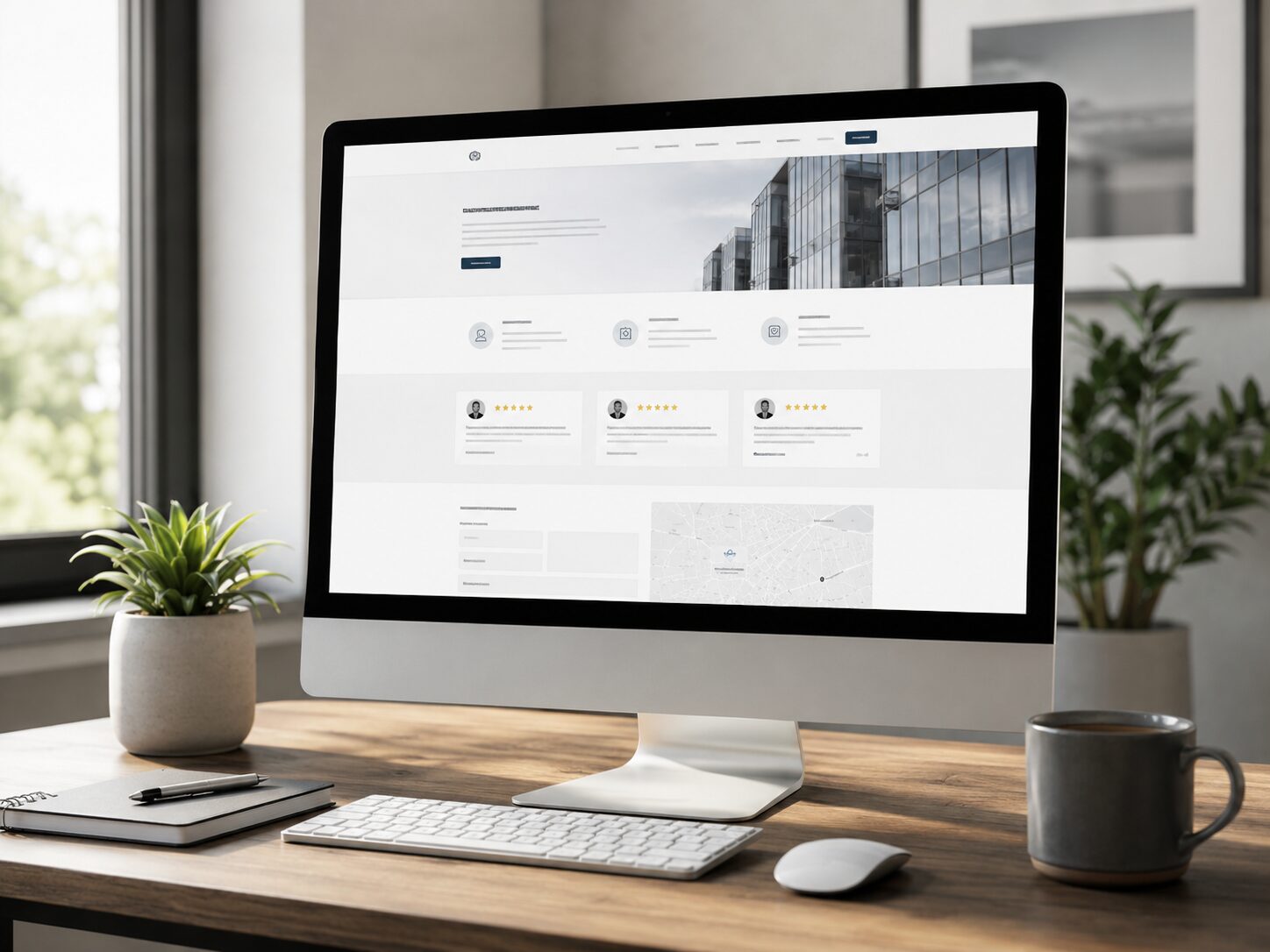 Professionelle Unternehmenswebsite mit Bewertungen als Vertrauenssignal