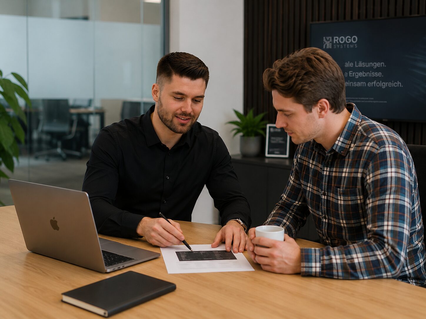 Webdesign Beratung in Hannover. Zwei Personen planen Website Strategie am Tablet